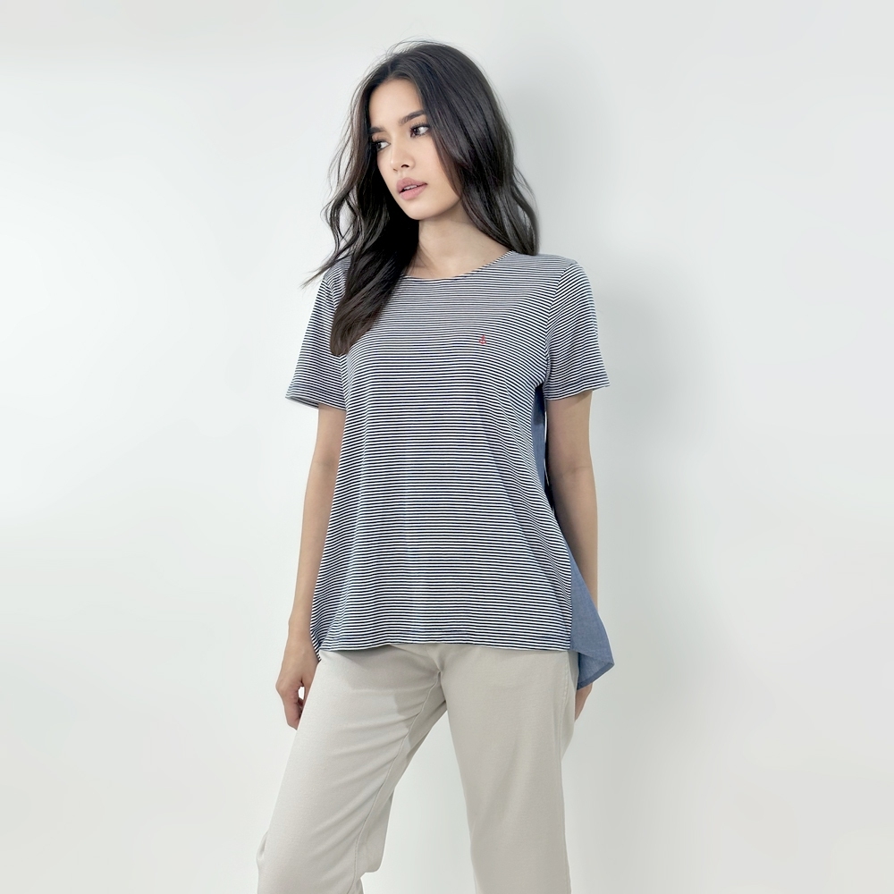 Bcdell Striped V Neck Jumper Lt Blue